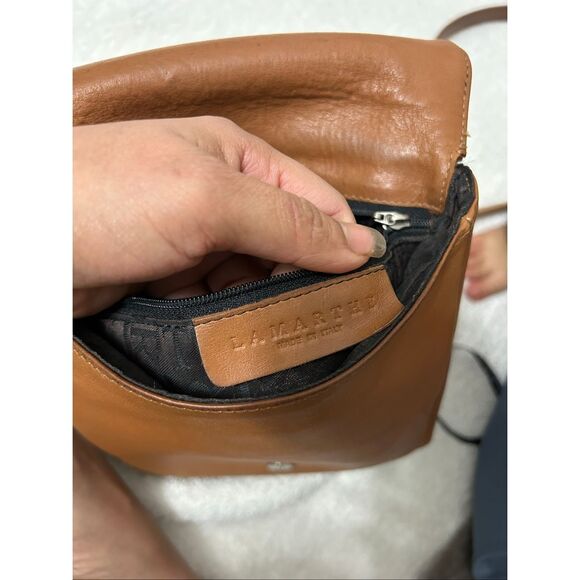 Vintage Lamarthe crossbody leather camel bag - Picture 7 of 12